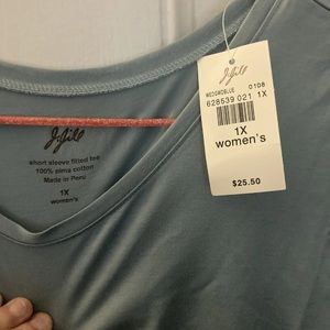 J Jill Short Sleeve Fitted Tee 1X Wedgewood Blue